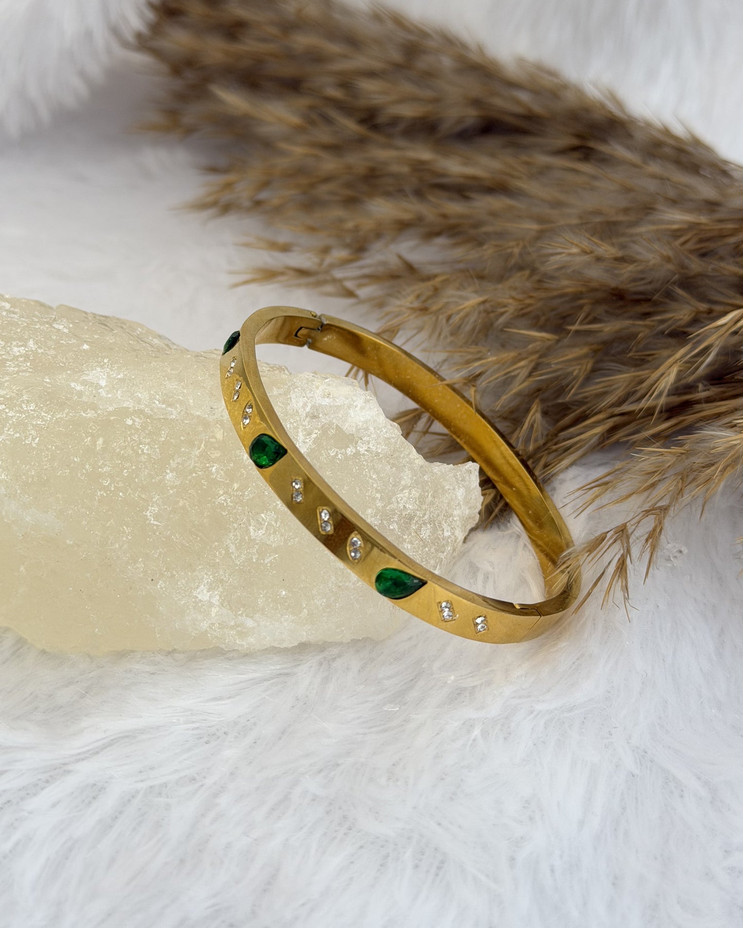 Emerald Leaf Studded Bracelet