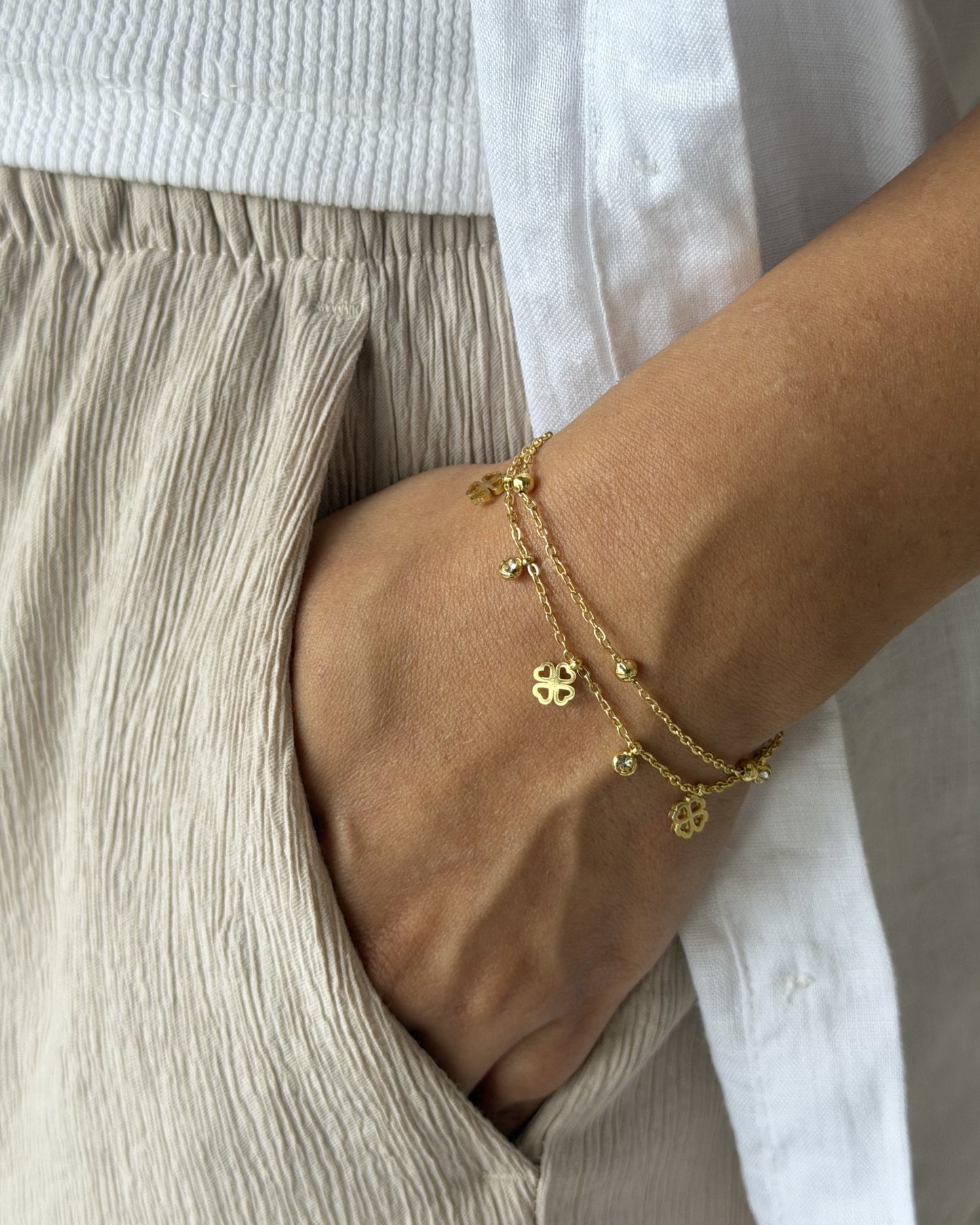 Clover Charm Layer Bracelet