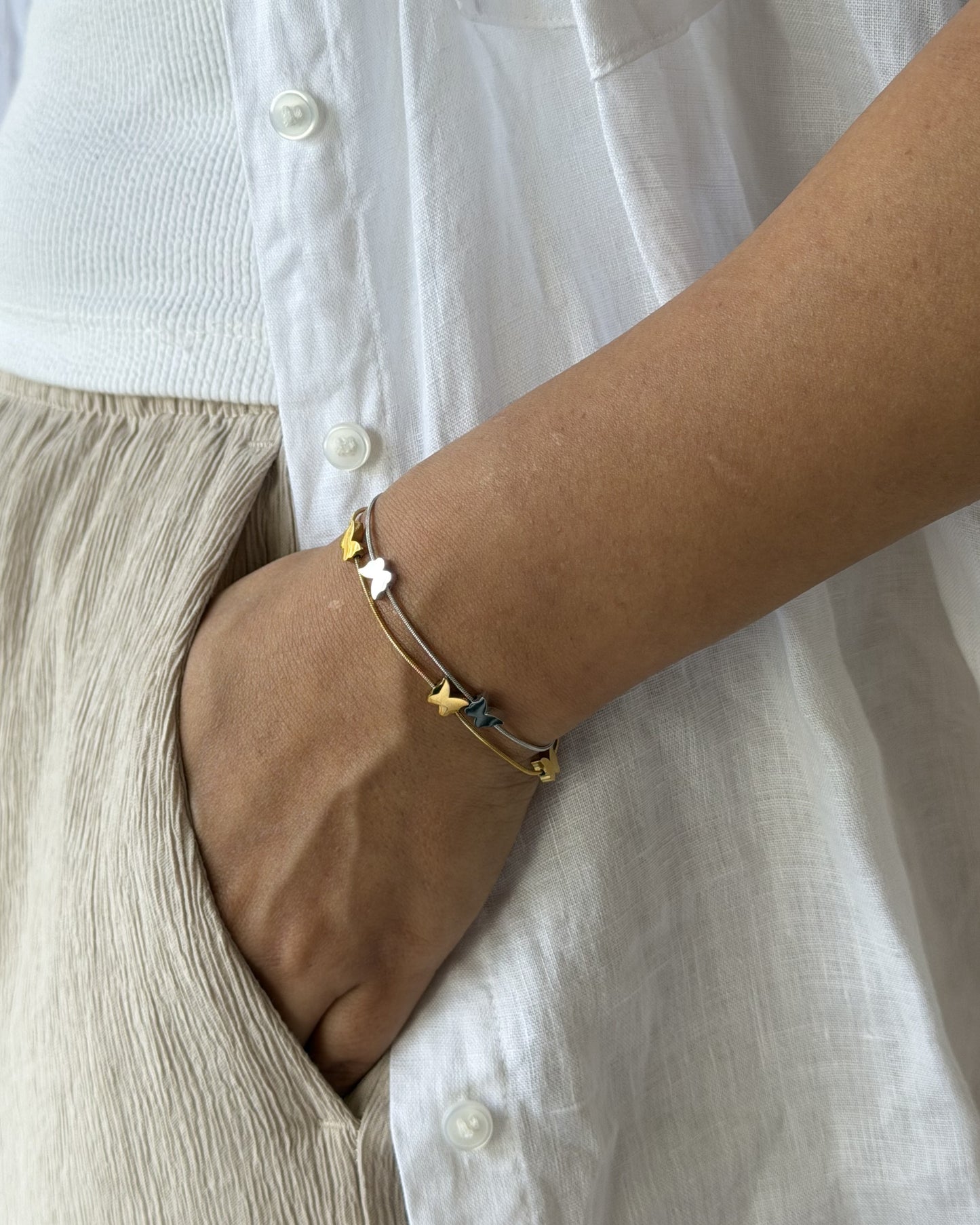 Golden Wings Dual Tone Bracelet
