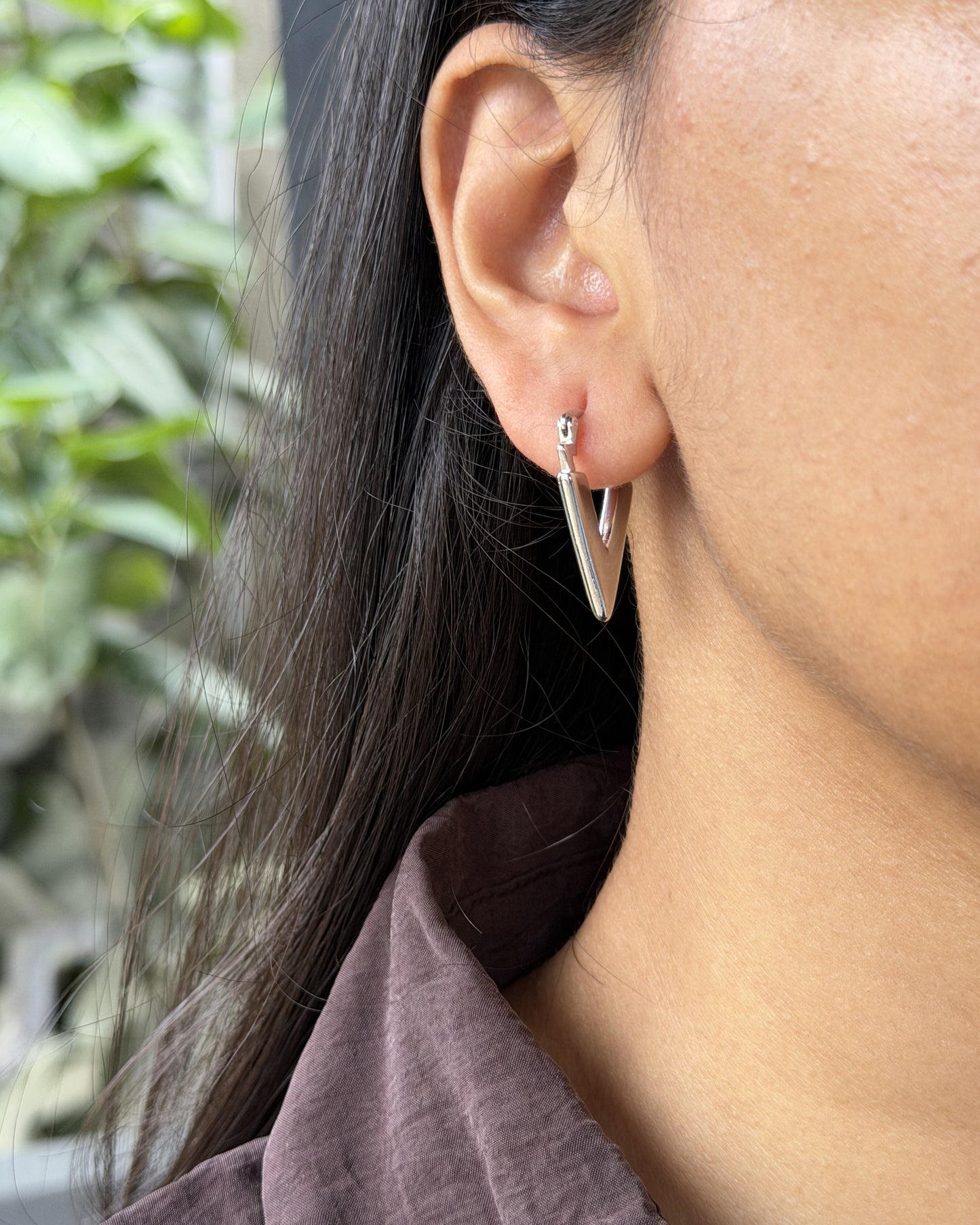 V-Line Silver Hoops