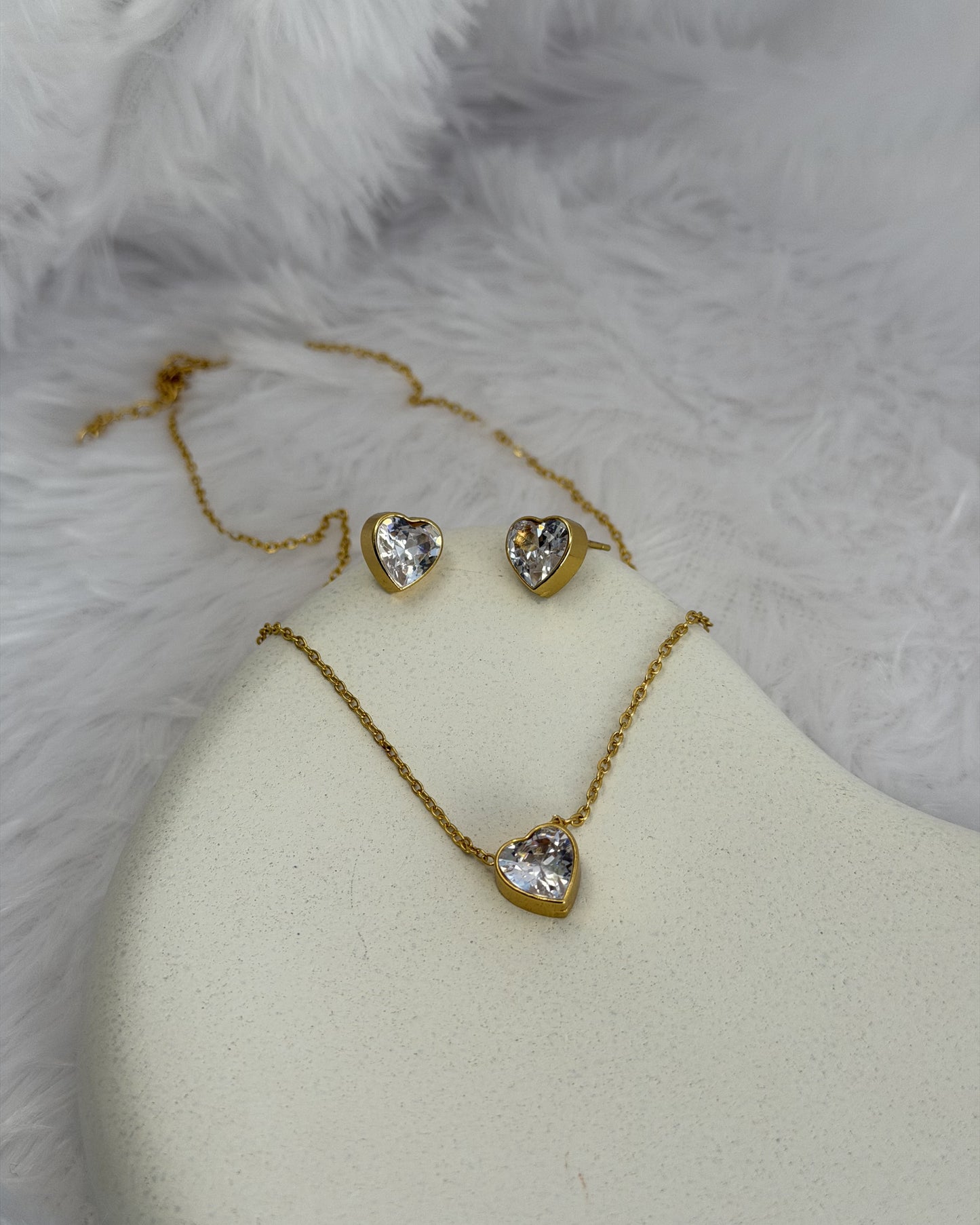 Celeste Heart Necklace & Stud Set