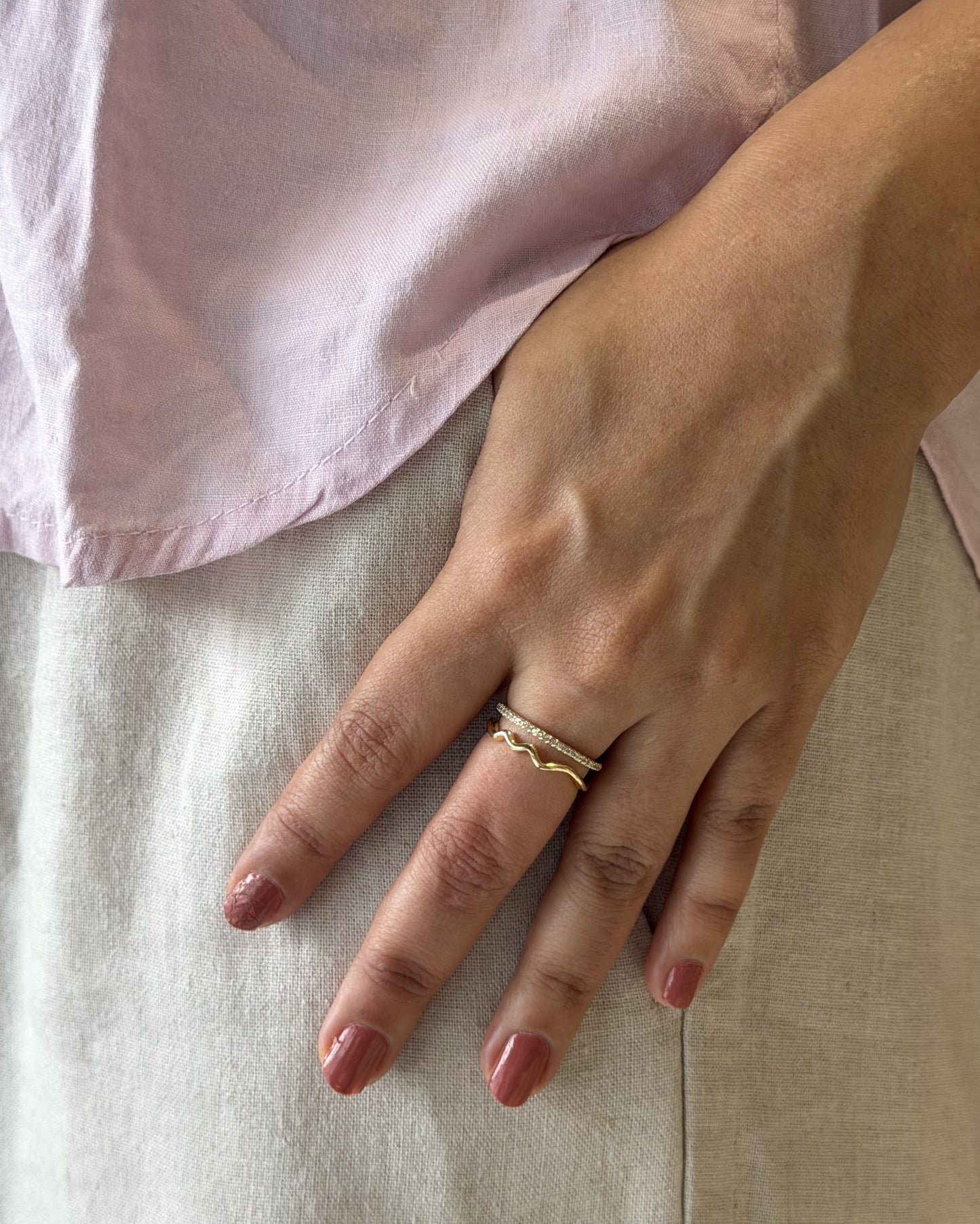 Crystal Wave Ring (Size Adjustable)