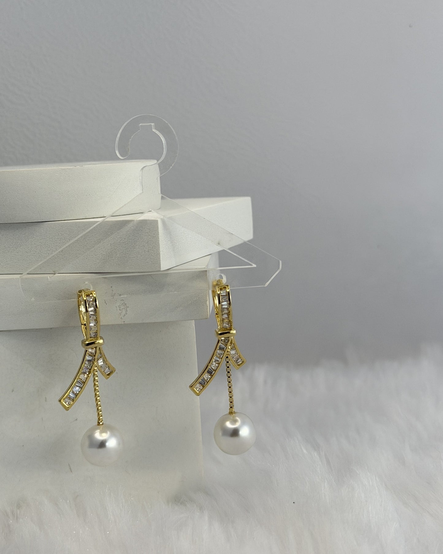 Pearl Bow Drops Earrings