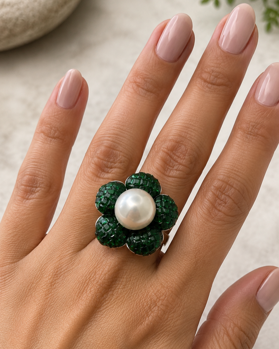 Emerald Pearl Ring