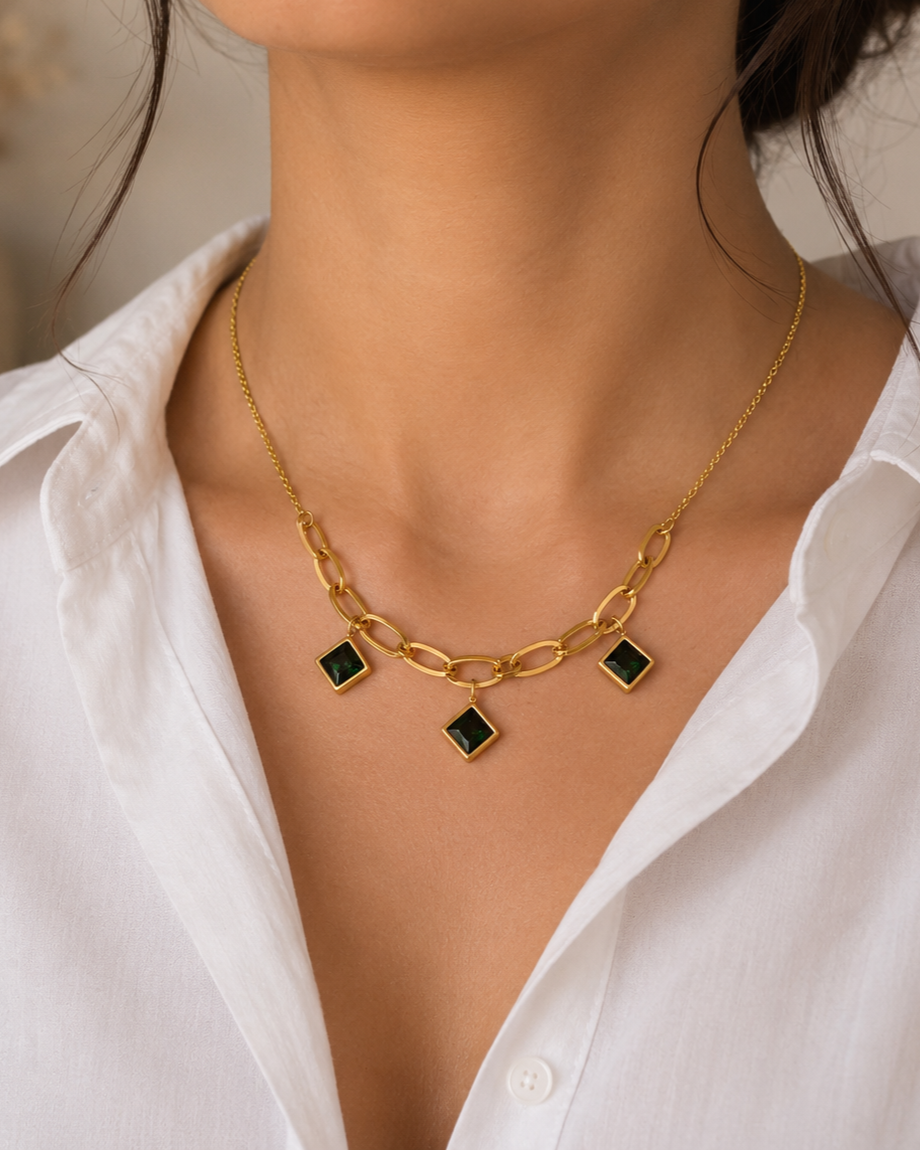 Emerald Trio Necklace