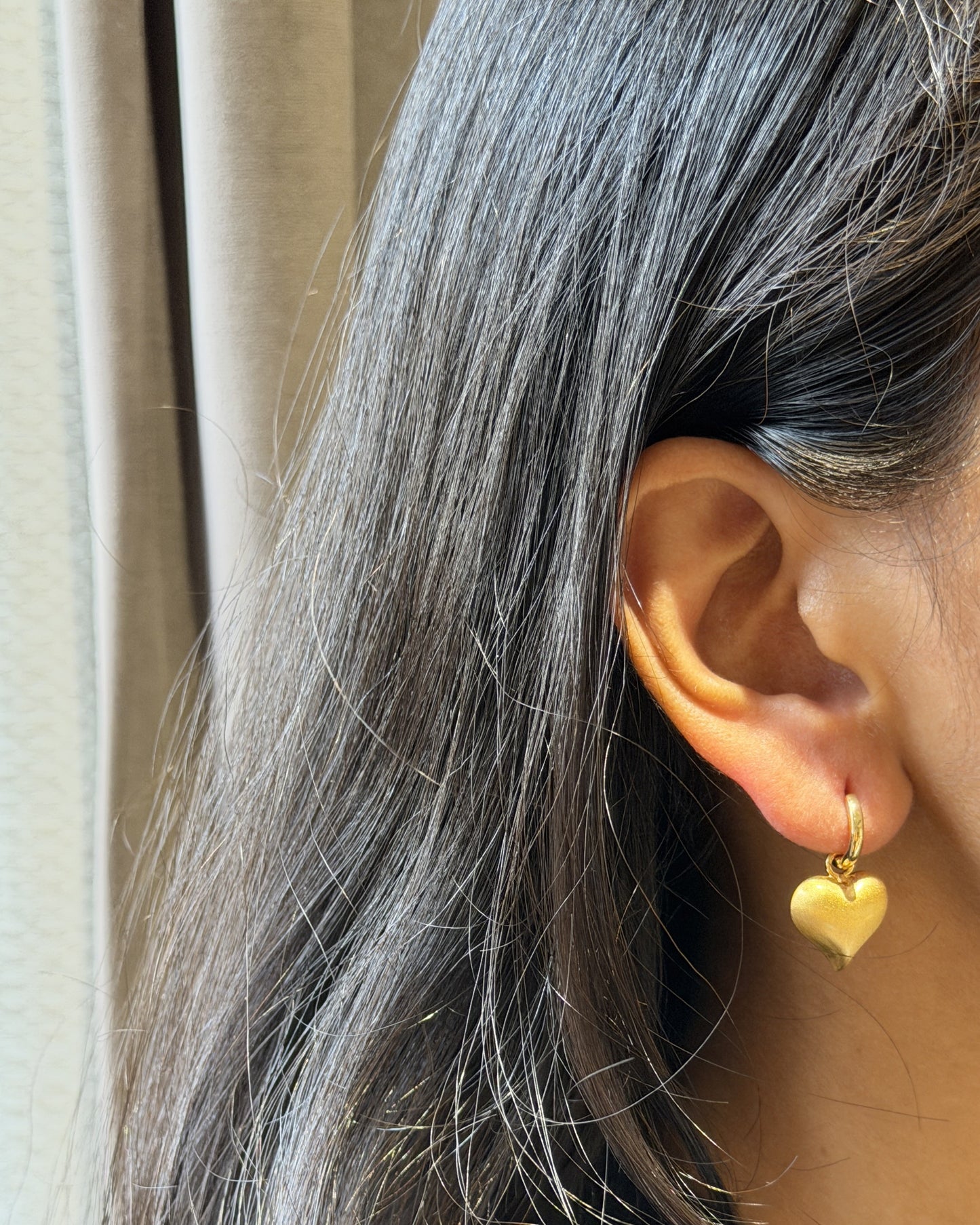 Golden Heart Drop Earrings