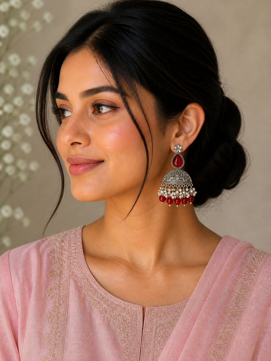 Ruby Pearl Danglers