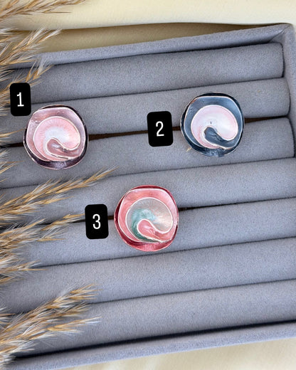 Blush Wave Ring (Size Adjustable)
