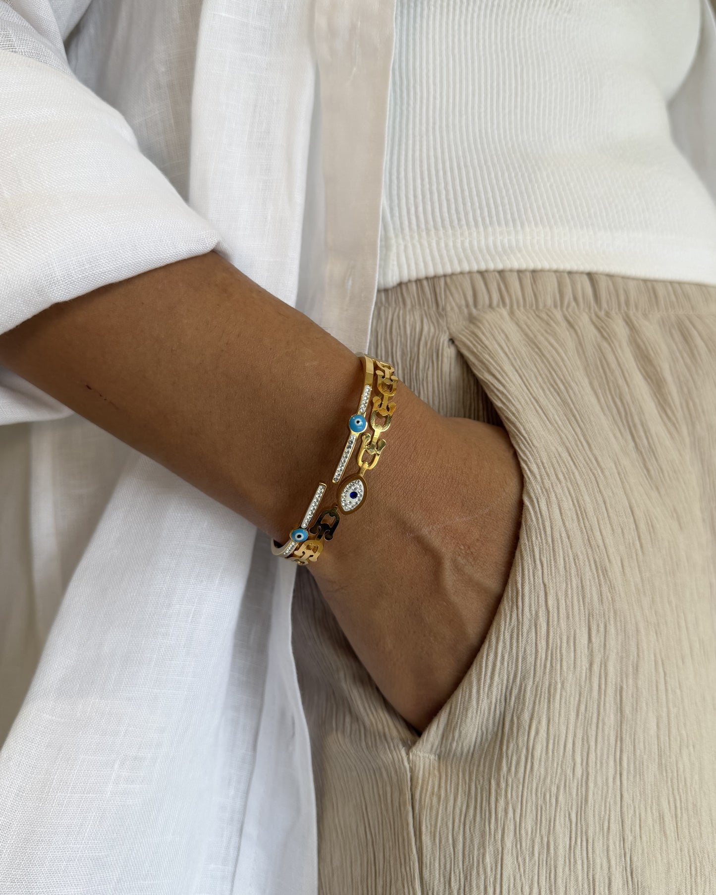 Evil eye studded bracelet