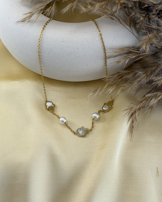 Pearl Hamsa Necklace