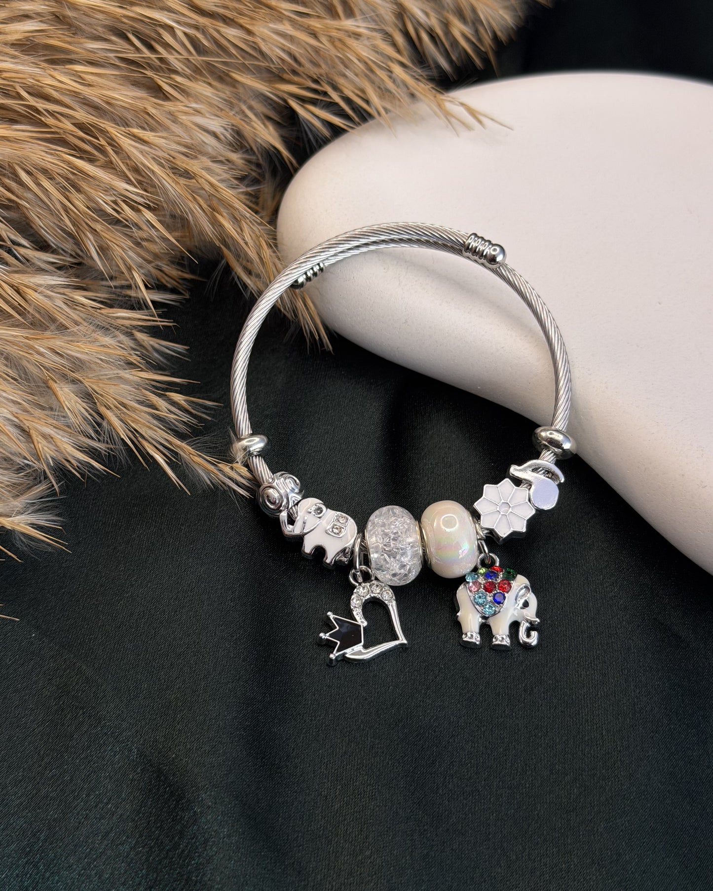 Elephant Heart Charm Bracelet