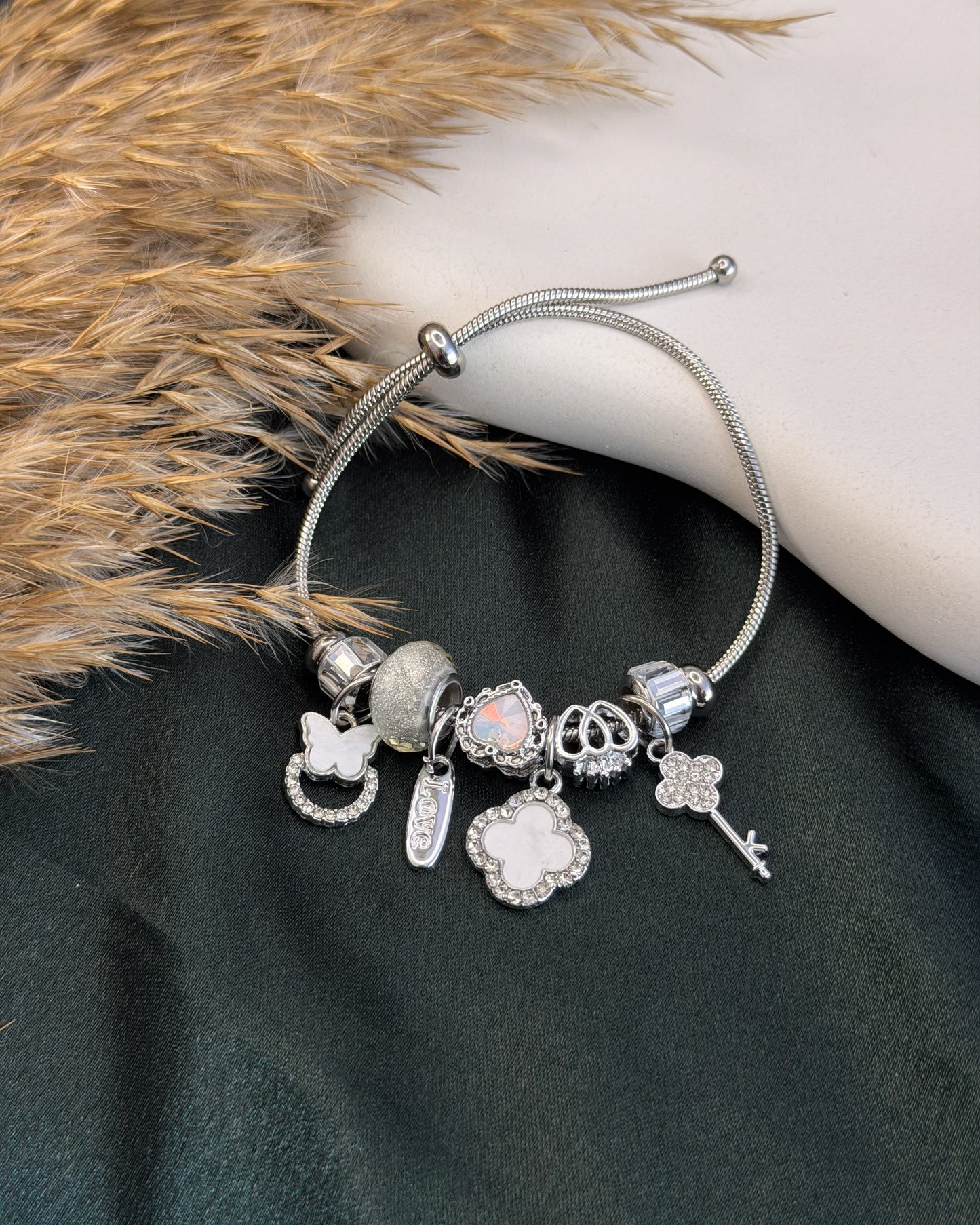 Silver Blossom Charm Bracelet