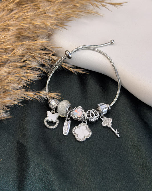 Silver Blossom Charm Bracelet