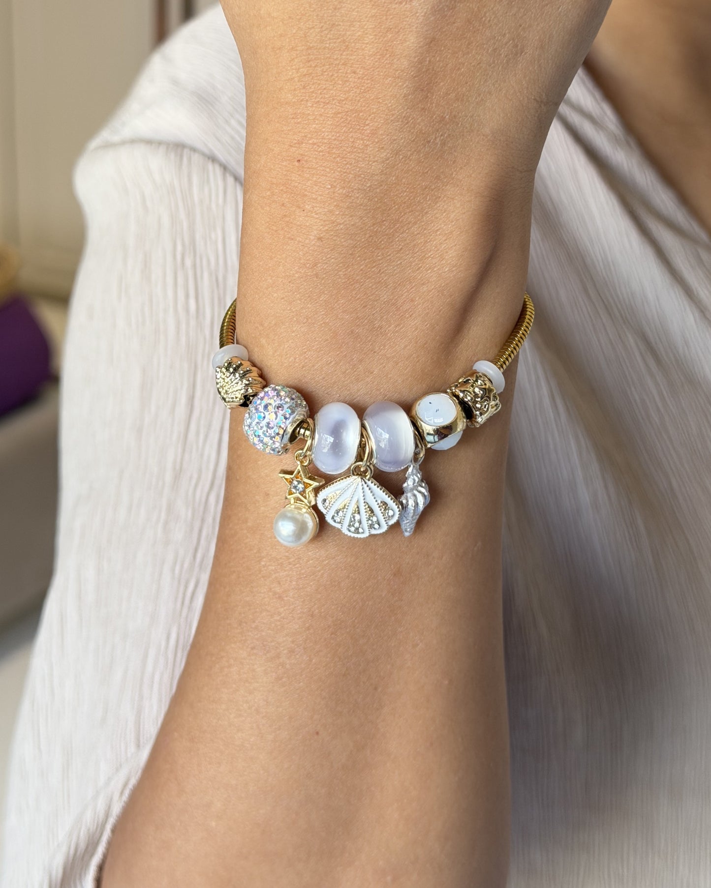 Ocean Pearl Charm Bracelet
