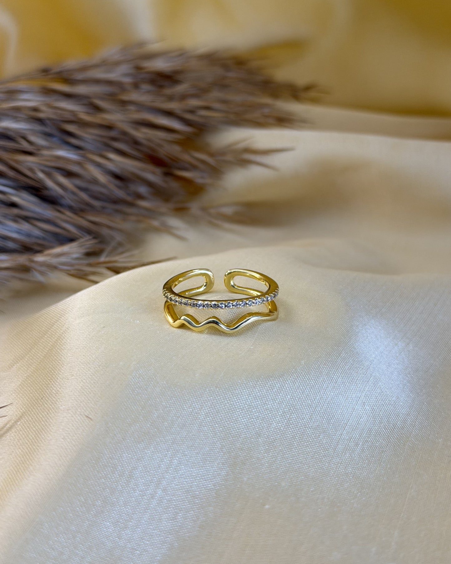Crystal Wave Ring (Size Adjustable)