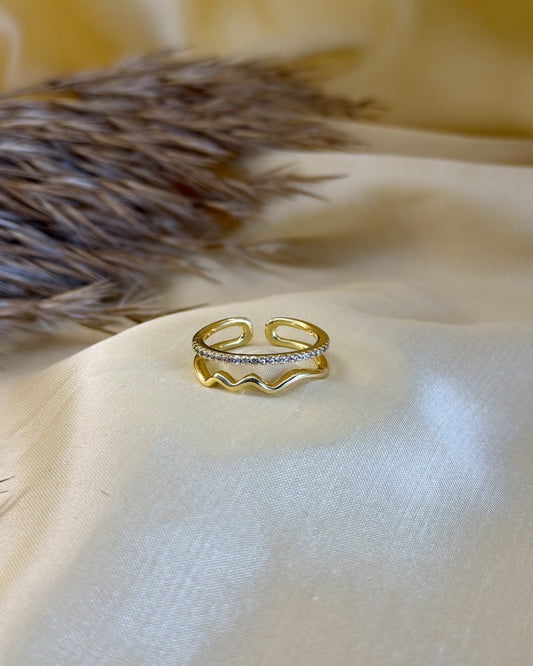 Crystal Wave Ring (Size Adjustable)