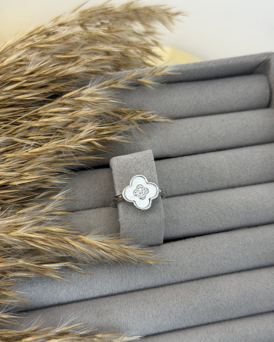 Silver Clover Ring (Size Adjustable)