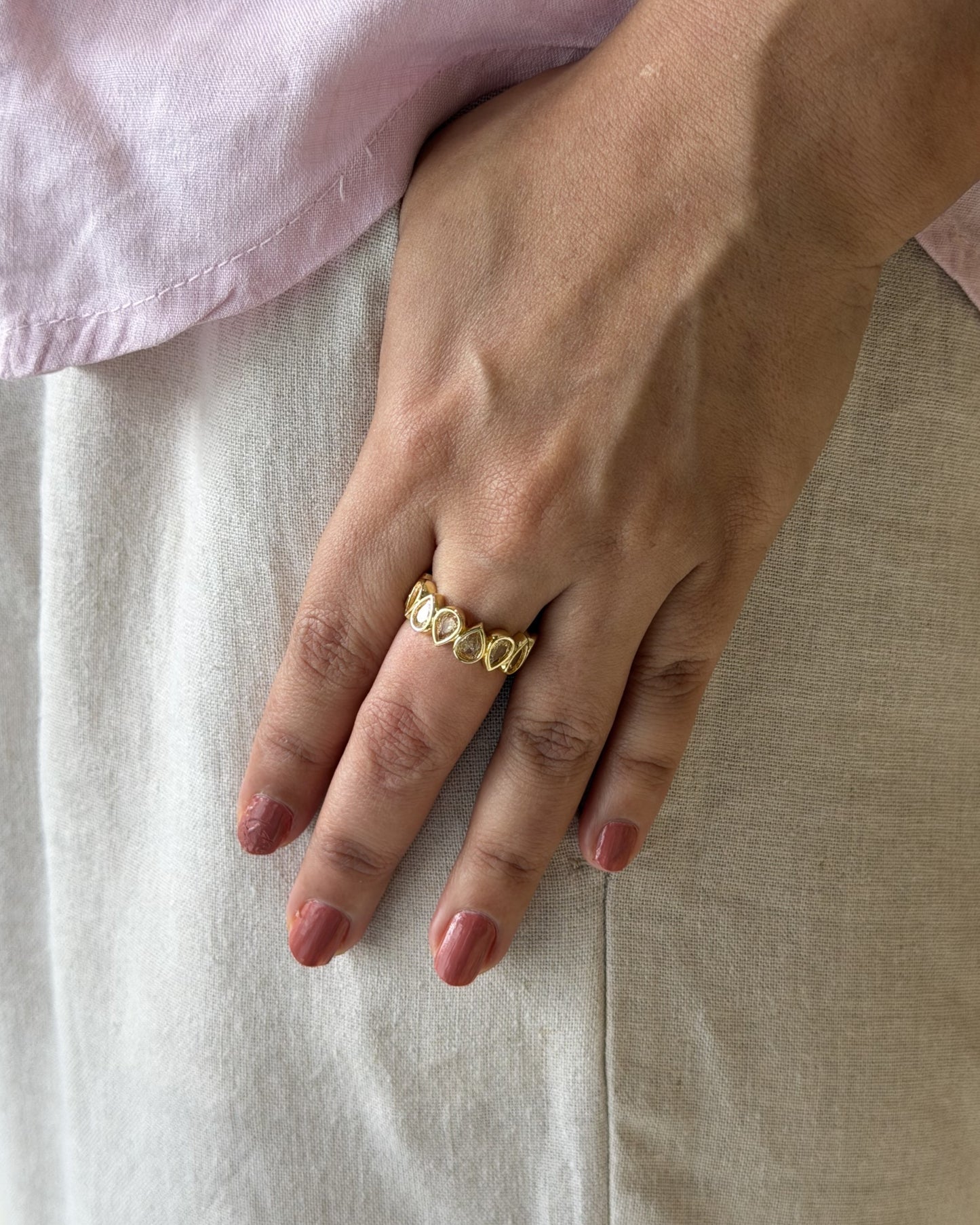 Lustre Teardrop Ring  (Size Adjustable)