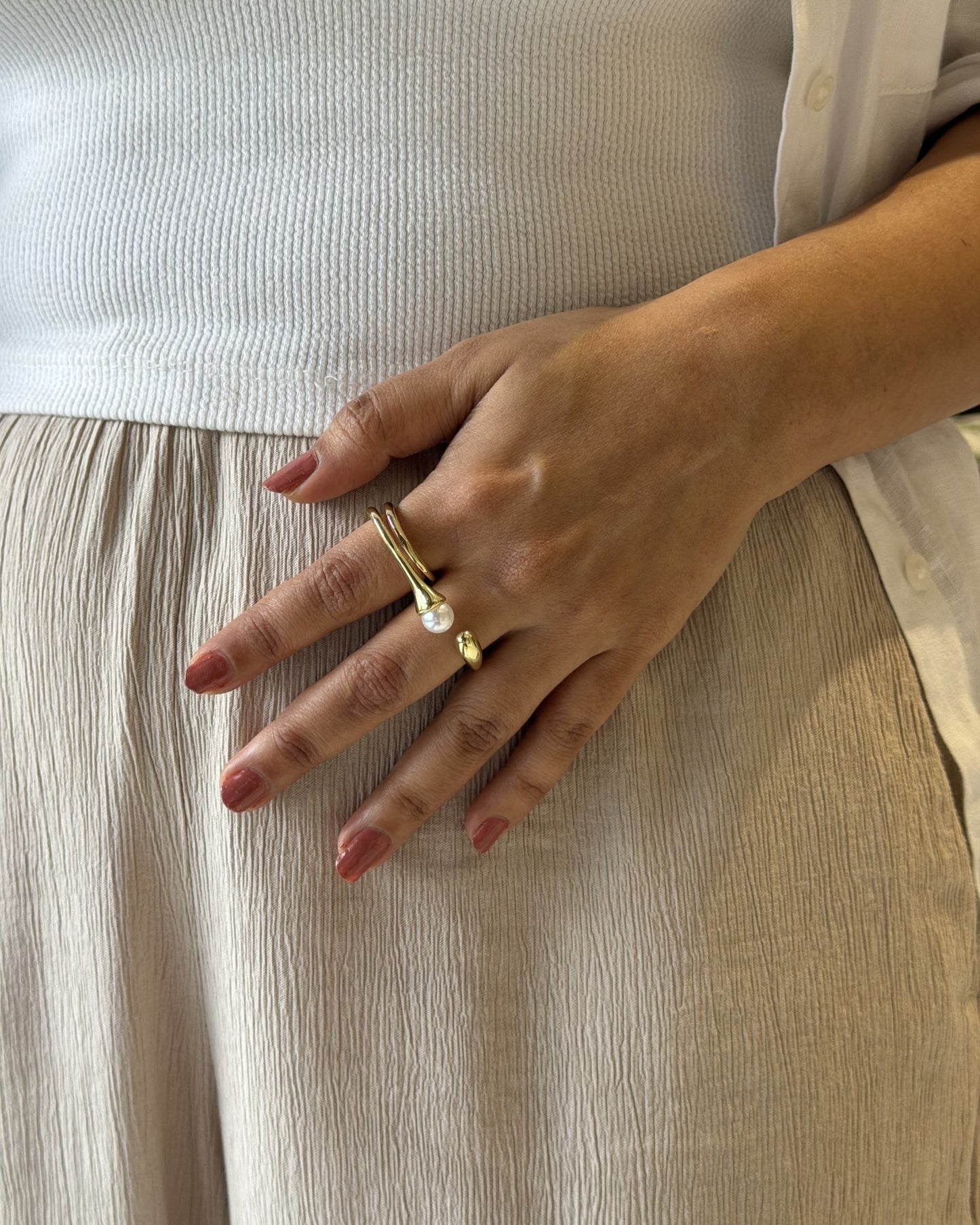 Duo Pearl Ring (Size-8)