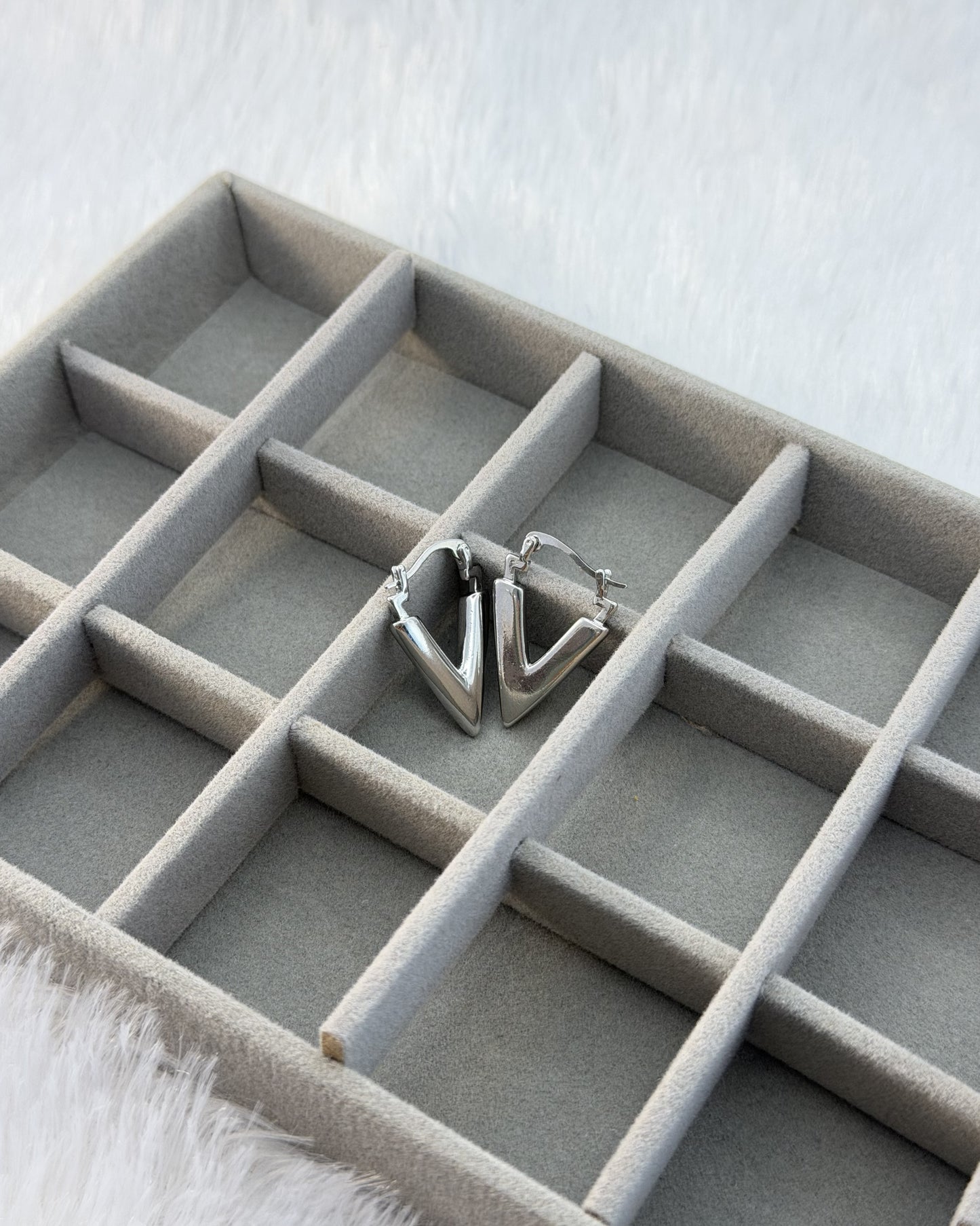 V-Line Silver Hoops