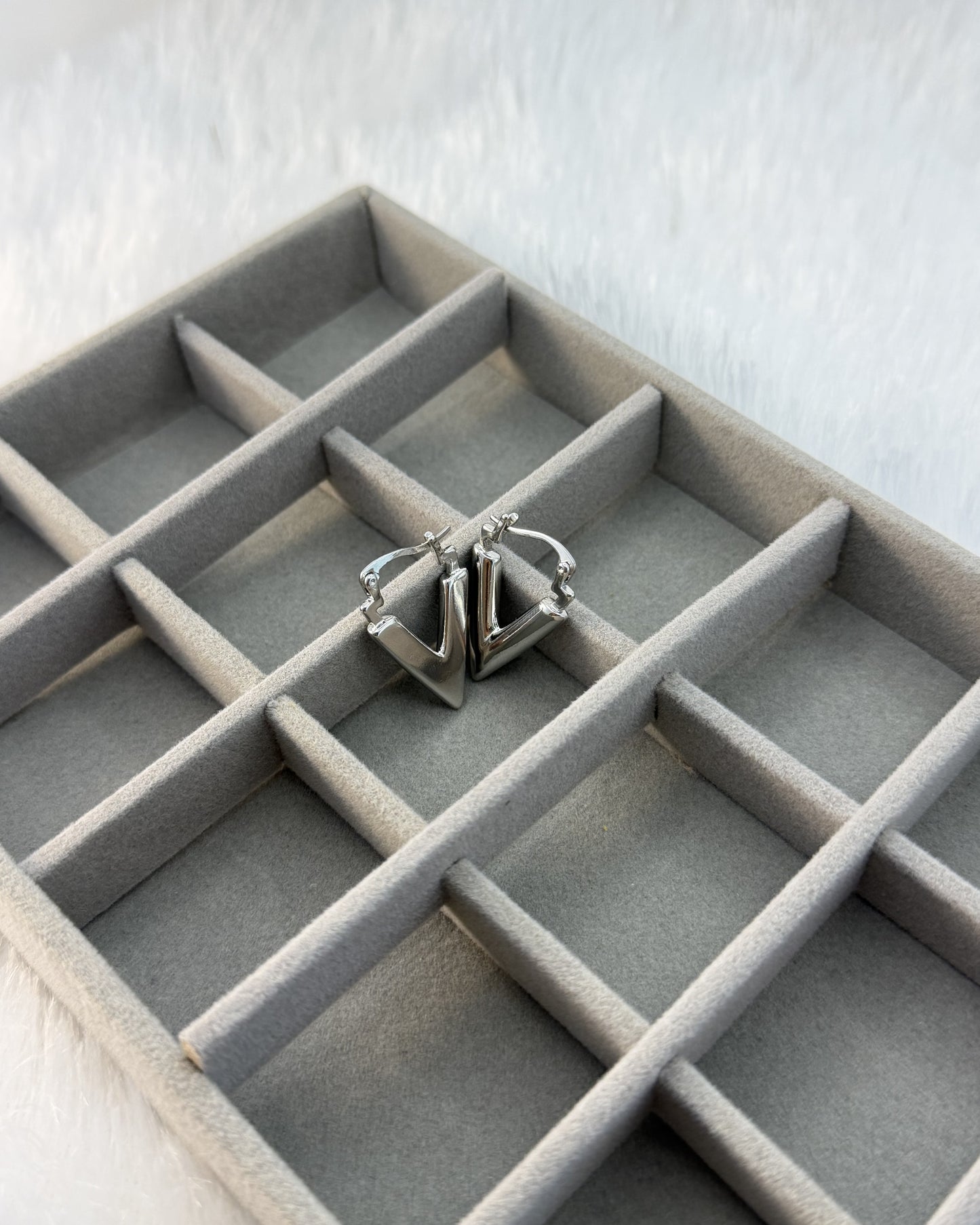 V-Line Silver Hoops