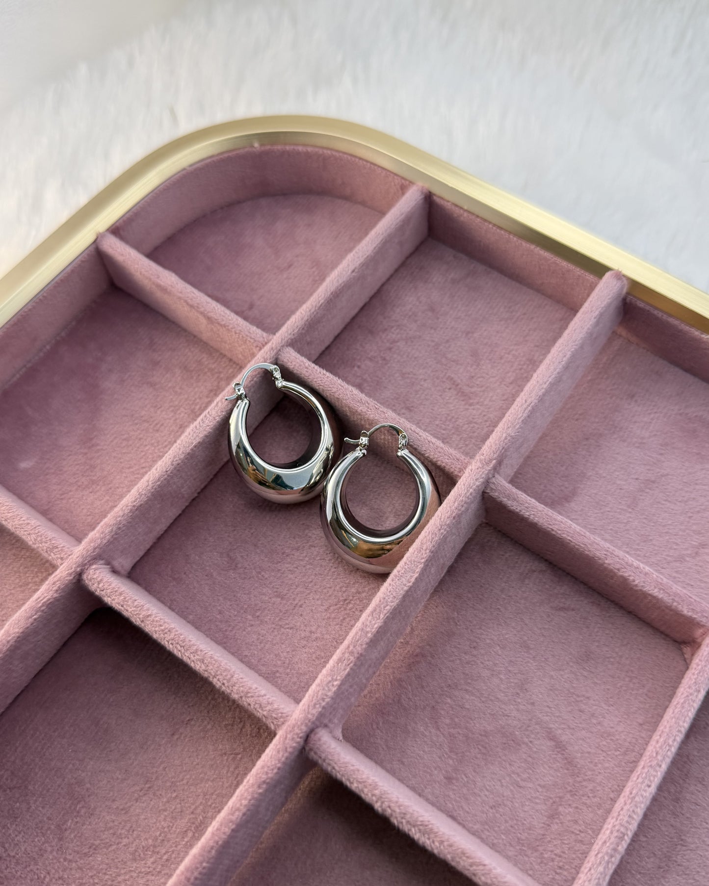 Silver Curve Hoops