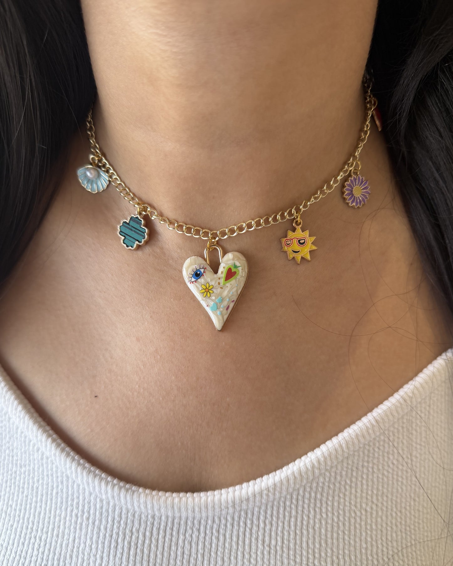Love Mosaic Charm Necklace