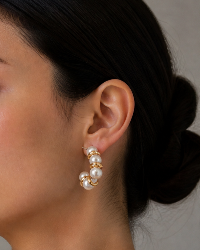 Pearl Embrace Hoops