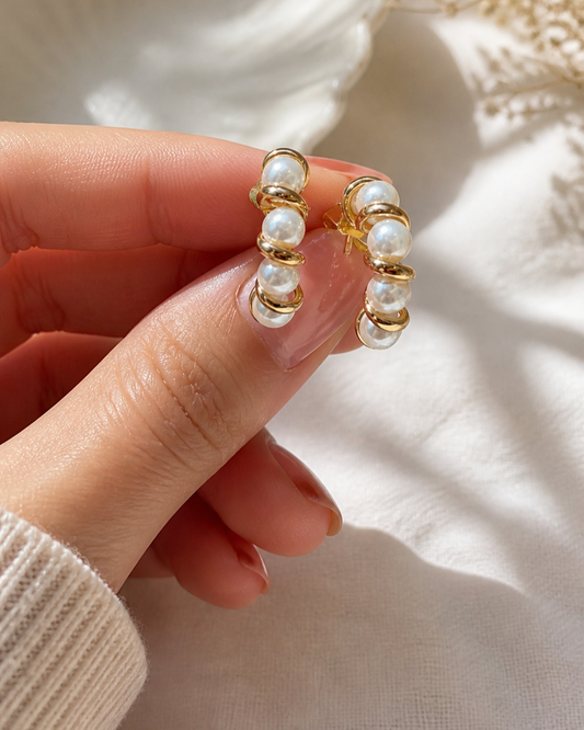 Pearl Embrace Hoops