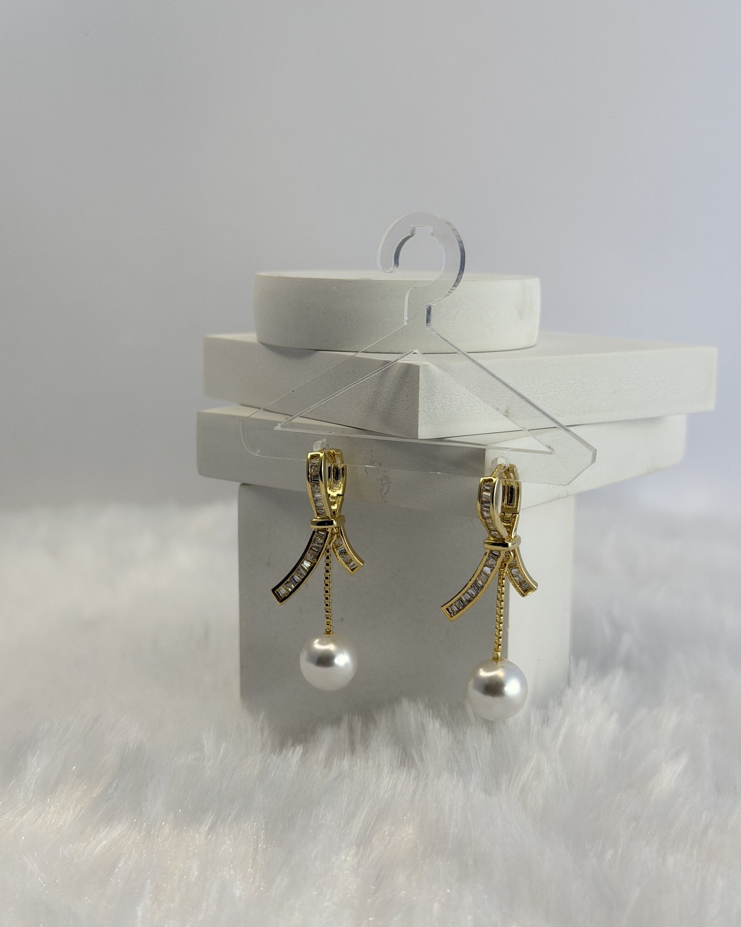 Pearl Bow Drops Earrings