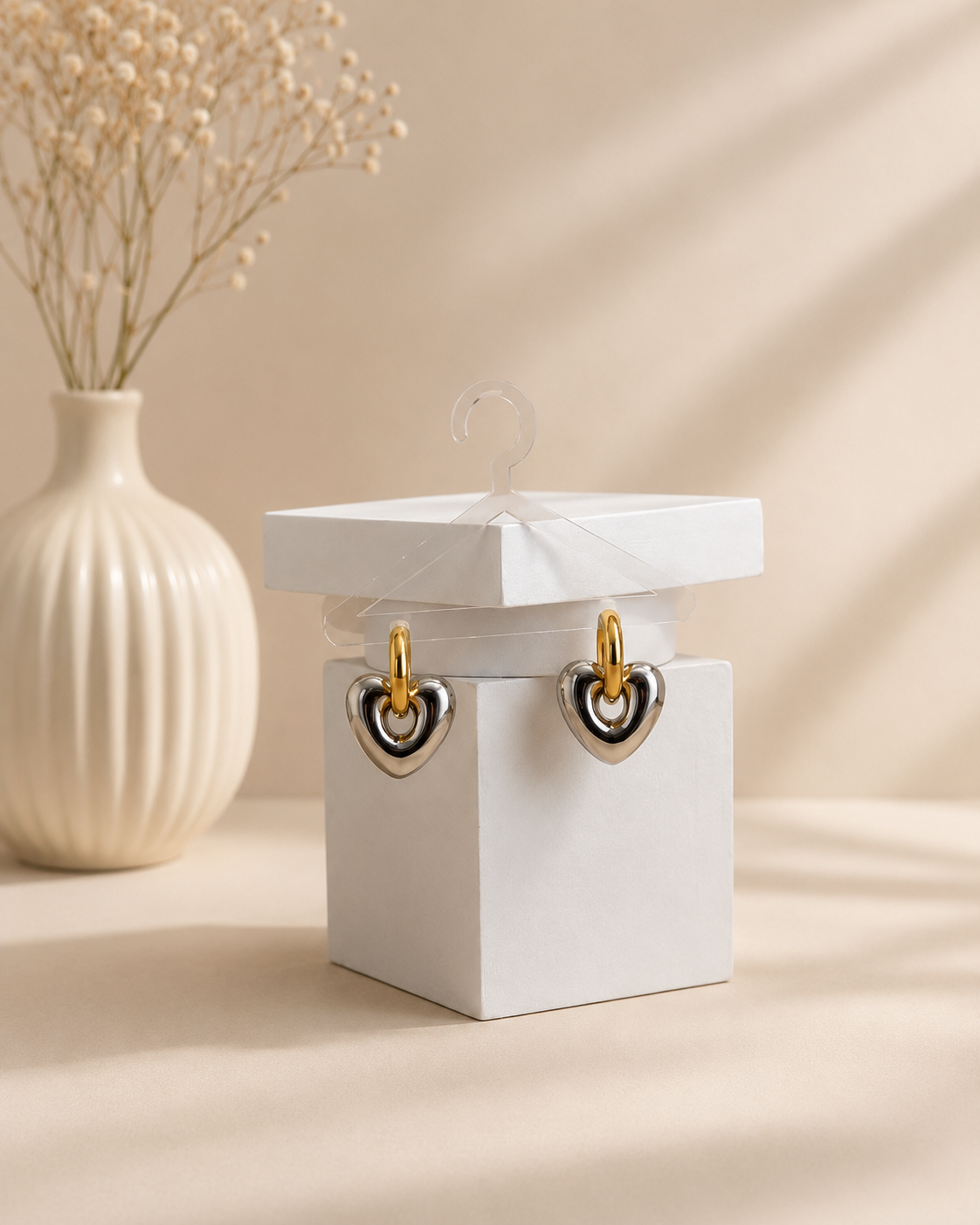 Dual tone Heartt Earrings