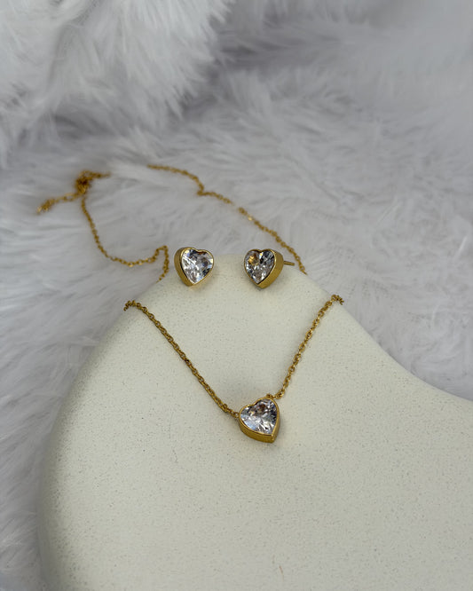 Celeste Heart Necklace & Stud Set