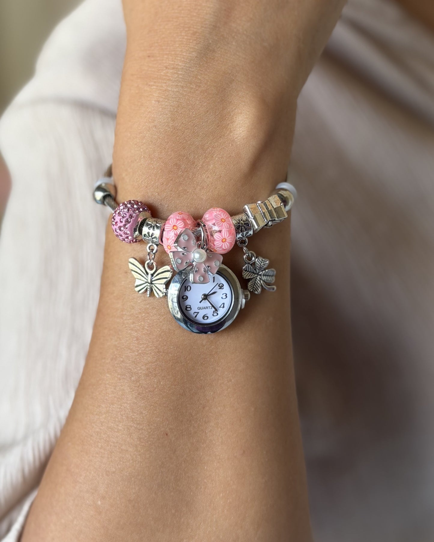 Butterfly Bloom Charm Watch Bracelet
