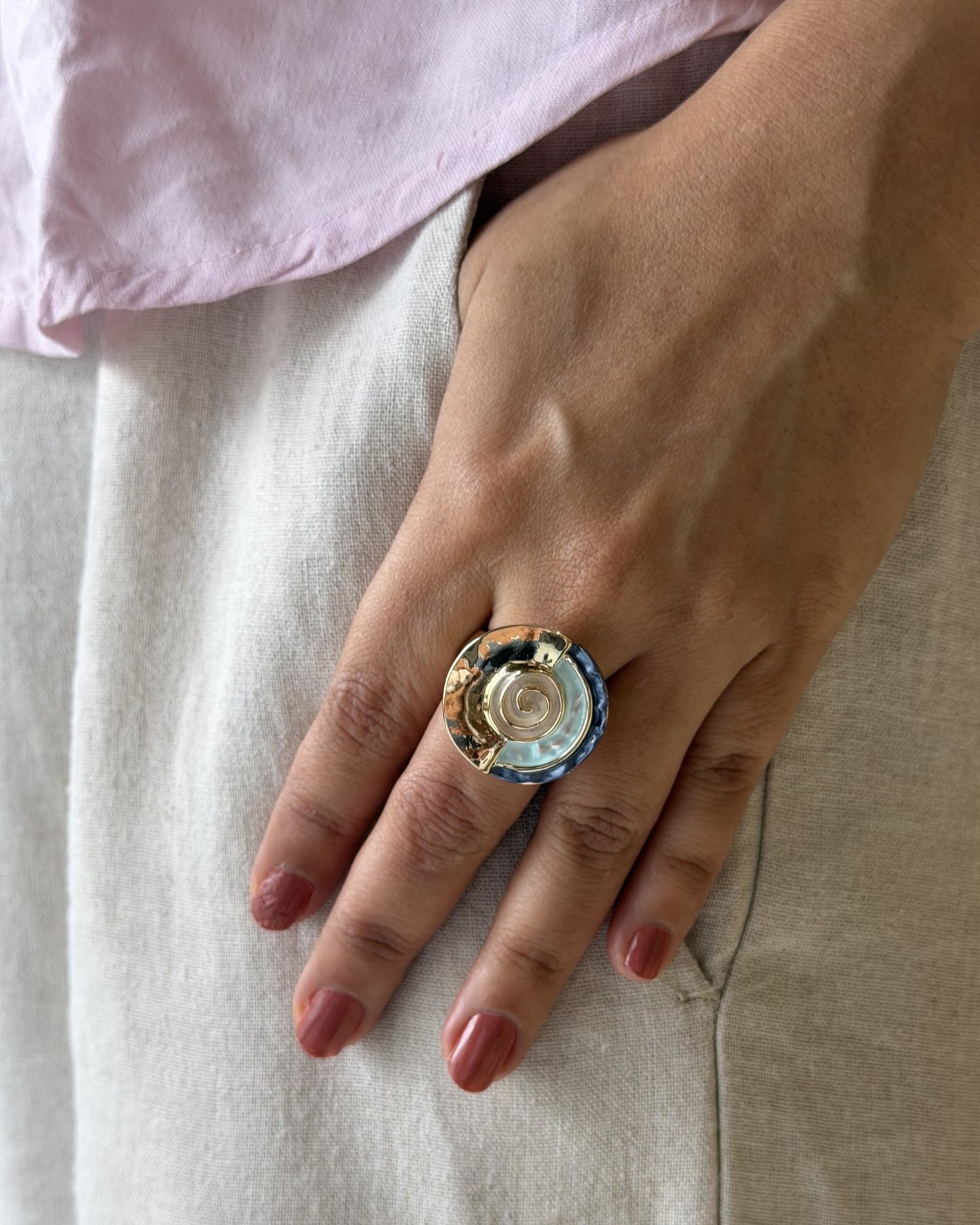 Ocean Spiral Ring (Stretch-Fit Size)
