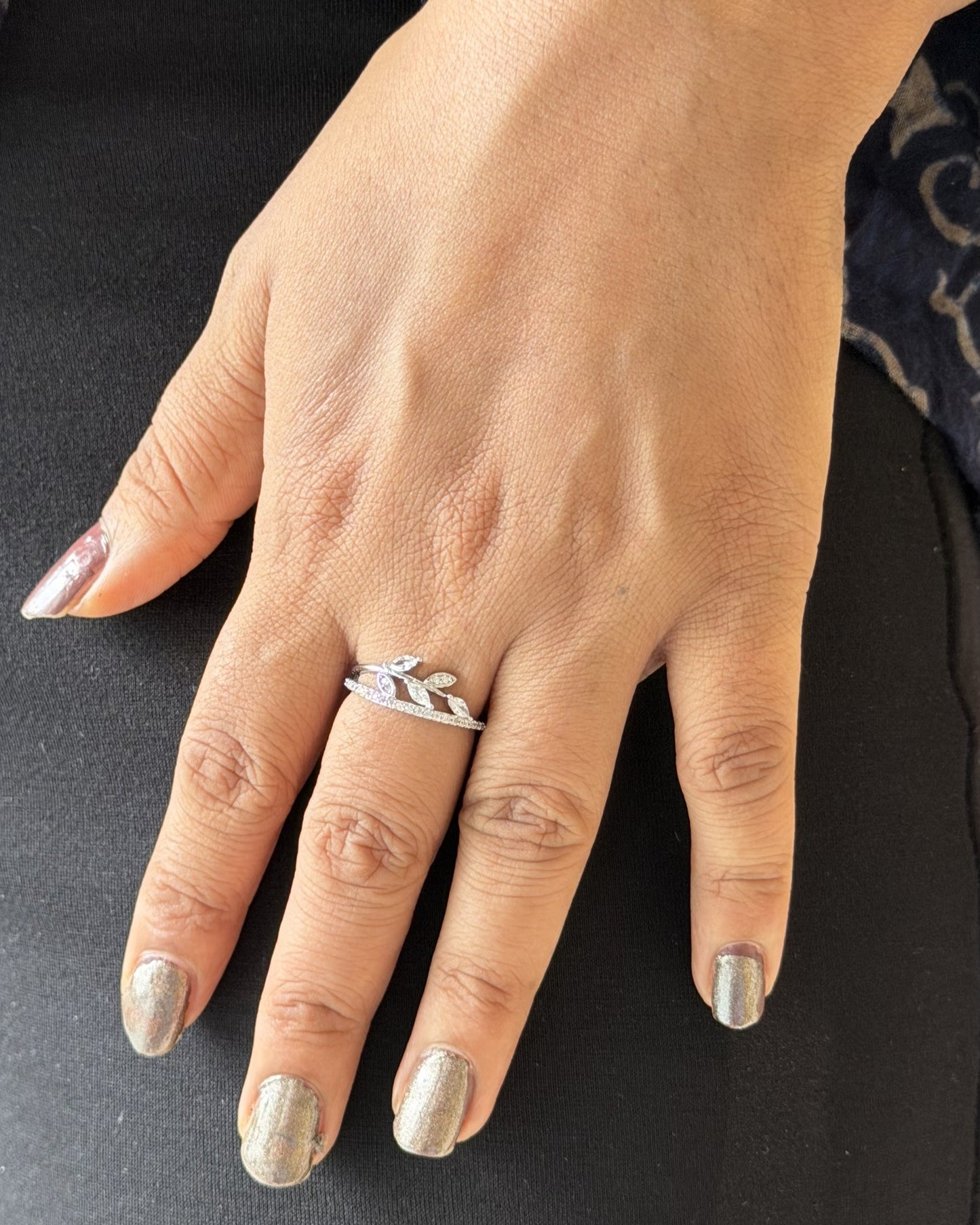 Silver Leaf Ring (Size Adjustable)