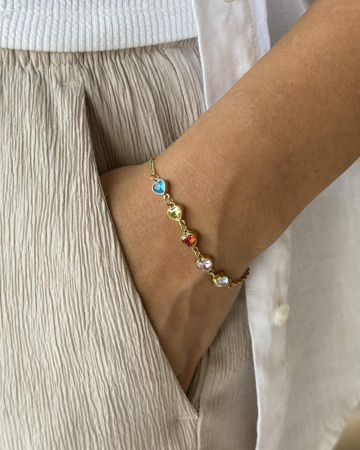 Rainbow Heart Bracelet