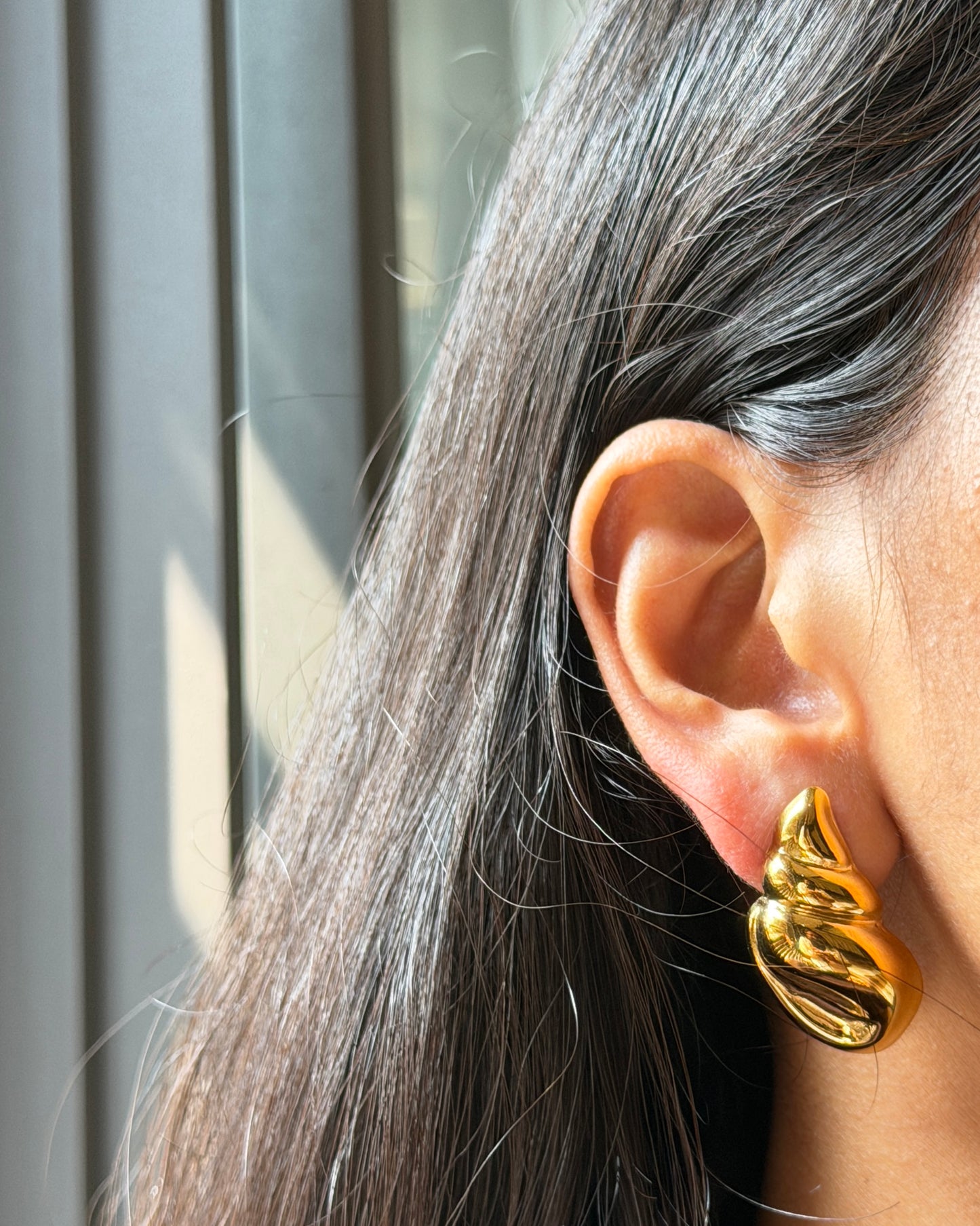 Golden Seashell Studs