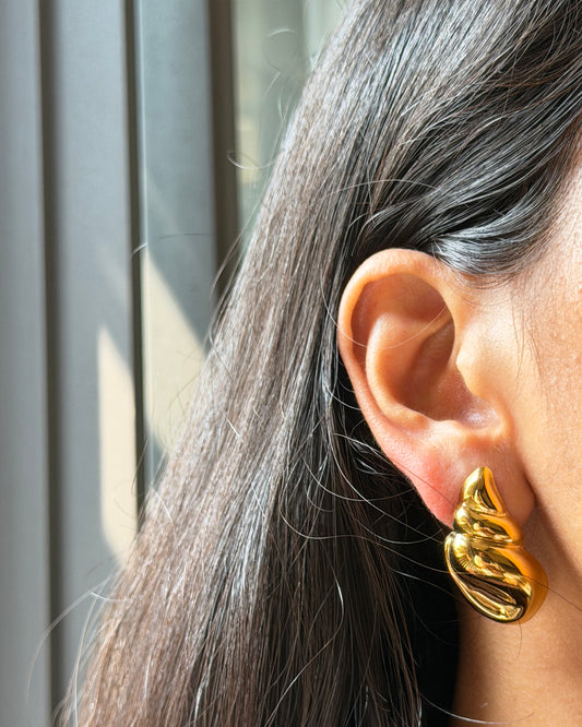 Golden Seashell Studs