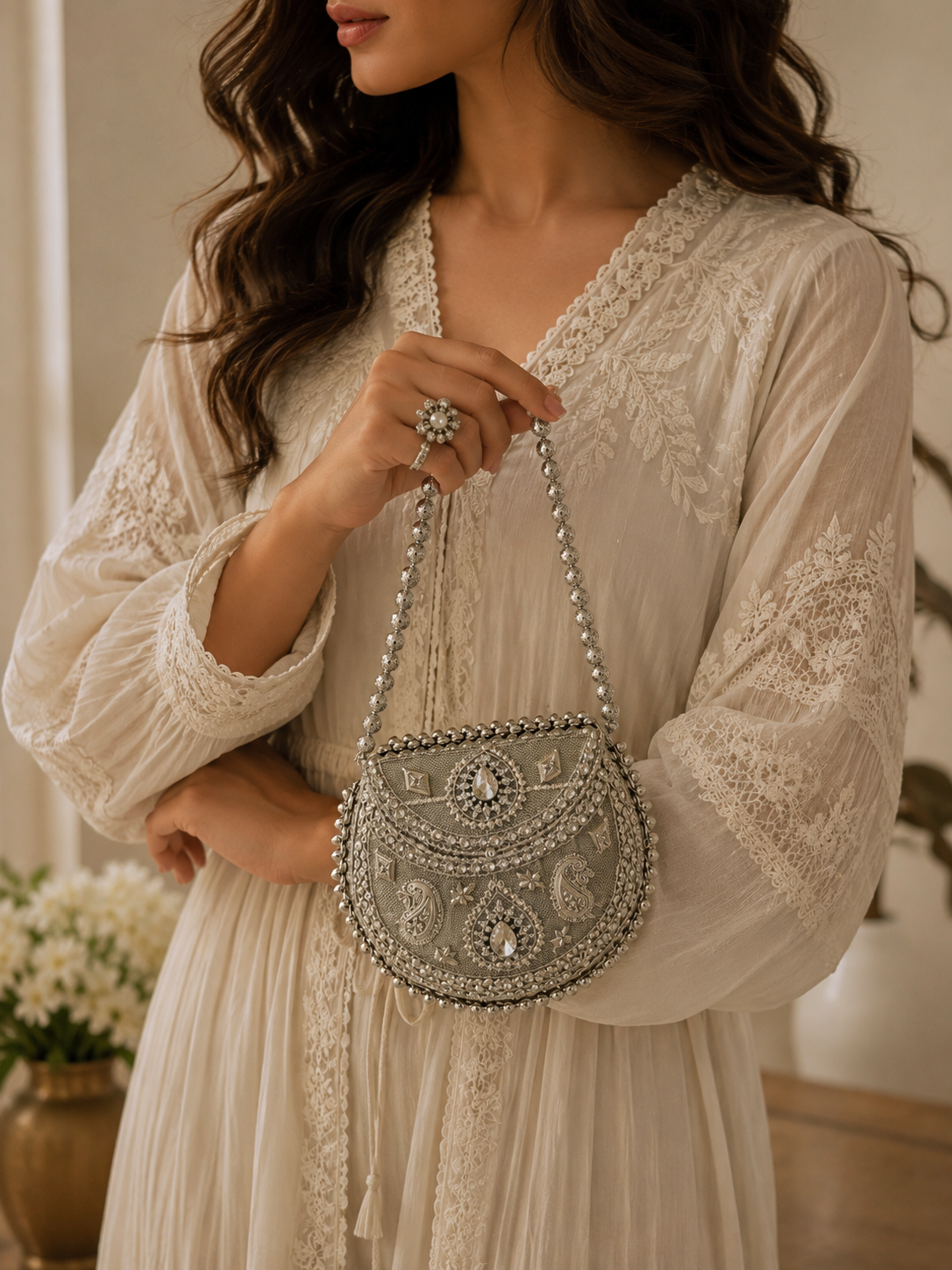 Moonstone Metal Clutch